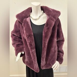 Donna Saylers Fabulous Furs Luxurious Faux Fur Jacket in Deep Plum, M